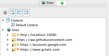 OWASP zaproxy Sites pane